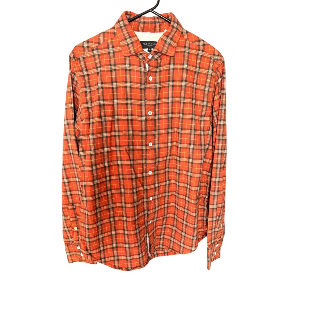 Rag & Bone Plaid Button Down Shirt Orange Size M